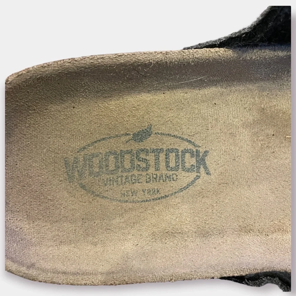 Woodstock Bert Slides Sandals Gray Leather Size 9 Vintage Brand New York